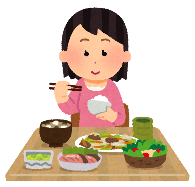 食事をする女性のイラスト